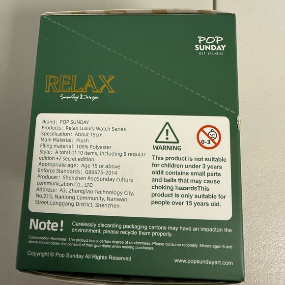 POP SUNDAY Relax Watch Plush Pendant, Confirmed Brown and Black Plush Watch - Picture 5 of 9